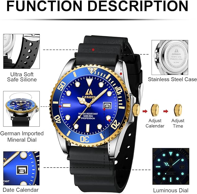 Analog Quartz Sports Unisex Watch 30M Waterproof Watch for Men Women Nurse Medical Professionals-Military Time with Second Hand Glowing Easy to Read Dial Wrist Watch