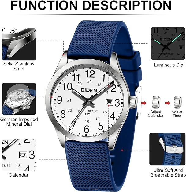 Analog Quartz Sports Unisex Watch 30M Waterproof Watch for Men Women Nurse Medical Professionals-Military Time with Second Hand Glowing Easy to Read Dial Wrist Watch