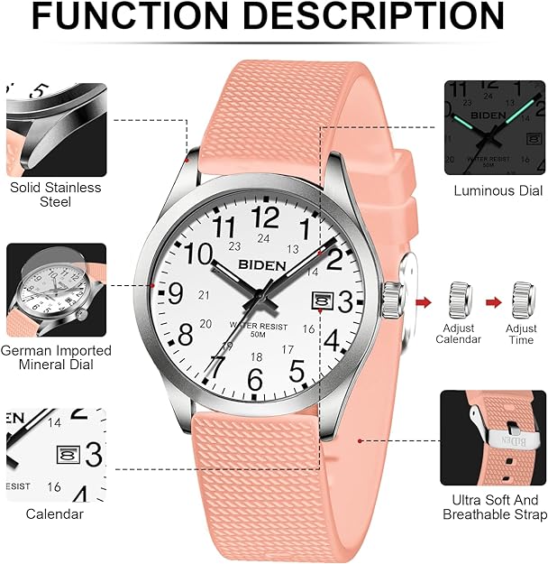 Analog Quartz Sports Unisex Watch 30M Waterproof Watch for Men Women Nurse Medical Professionals-Military Time with Second Hand Glowing Easy to Read Dial Wrist Watch