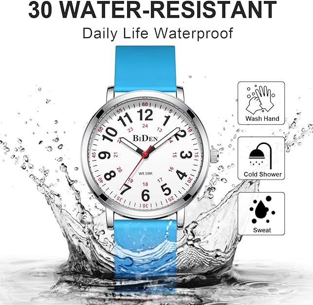 Analog Quartz Sports Unisex Watch 30M Waterproof Watch for Men Women Nurse Medical Professionals-Military Time with Second Hand Glowing Easy to Read Dial Wrist Watch