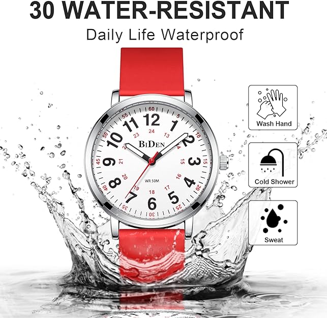 Analog Quartz Sports Unisex Watch 30M Waterproof Watch for Men Women Nurse Medical Professionals-Military Time with Second Hand Glowing Easy to Read Dial Wrist Watch