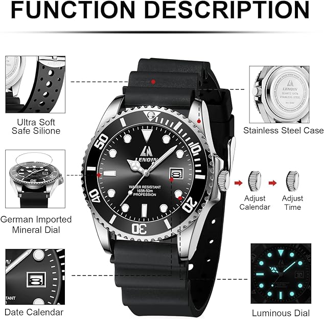 Analog Quartz Sports Unisex Watch 30M Waterproof Watch for Men Women Nurse Medical Professionals-Military Time with Second Hand Glowing Easy to Read Dial Wrist Watch