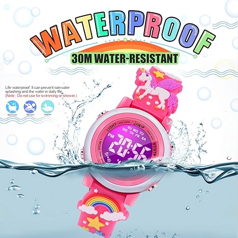 ONE: 3D Cartoon Waterproof Watches for Girls with Alarm - Best Toys Gifts for Girls Age 3-10