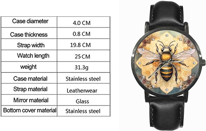 ONE:  Wrist Watches for Men and Women  Color: Bee on floral