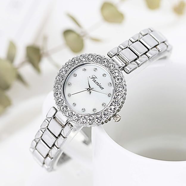 ONE:  Luxury Elegant Watch and Bracelet Set for Women:  Rhinestone with Bangles