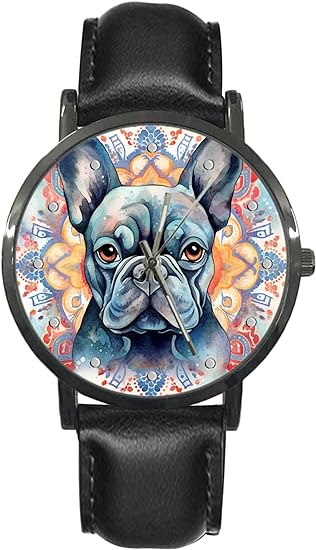 ONE:  Wrist Watches for Men and Women  Color: French Bulldog on floral background