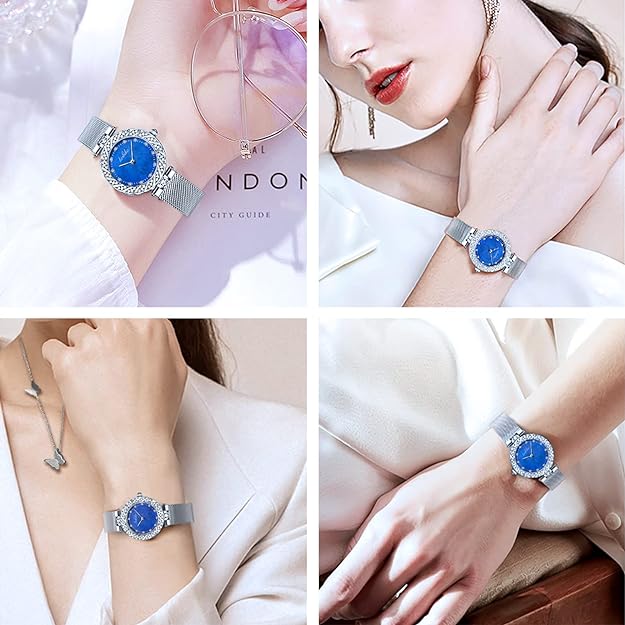 ONE:  Luxury Elegant Watch and Bracelet Set for Women:  Rhinestone with Bangles Starry Sky