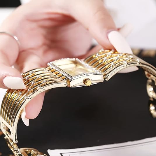 ONE:  Luxury Cuff Bracelet Watch for Women  Rectangular Dial Analog Quartz Wrist Watch