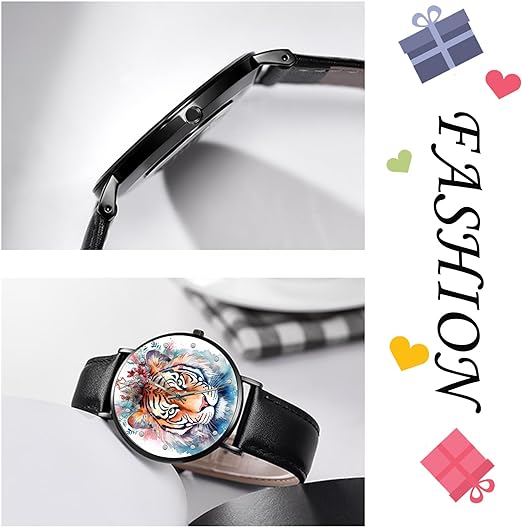 ONE:  Wrist Watches for Men and Women Color: Tiger background