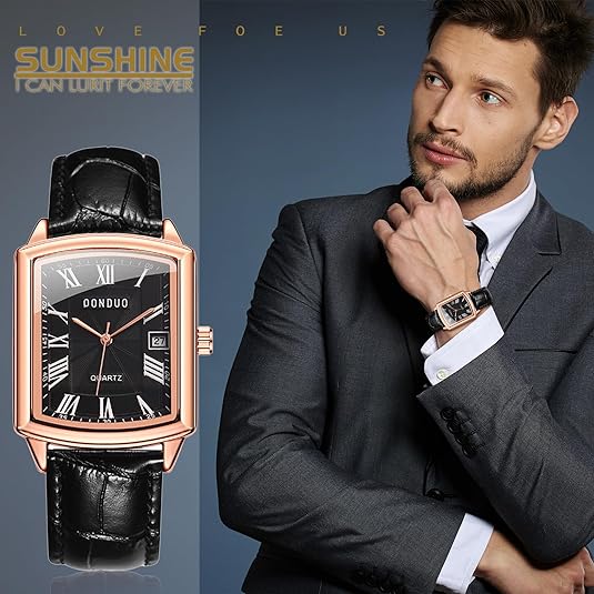 0NE: Luxury Wrist Watch Minimalist Men Square Dial Business Style Leather Strap Quartz Analog