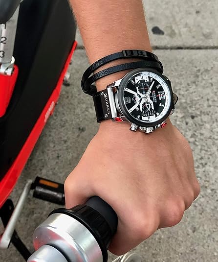 ONE:  Men's Watch Luxury Fashion Leather Strap Outdoor Casual Sport Wristwatch with Big Dial