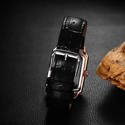 0NE: Luxury Wrist Watch Minimalist Men Square Dial Business Style Leather Strap Quartz Analog