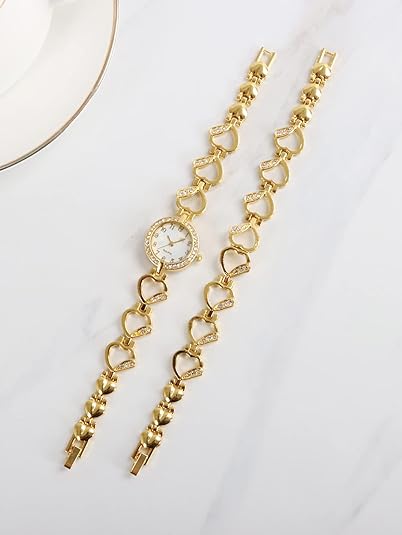 ONE:  Luxury Elegant Watch and Bracelet Set for Women:  Rhinestone with Bangles