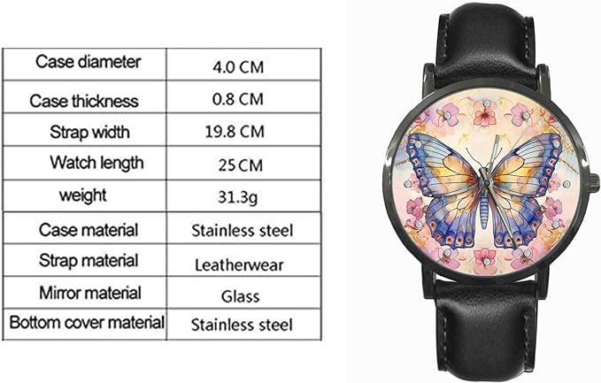 ONE:  Wrist Watches for Men and Women   Color: Butterfly on floral background