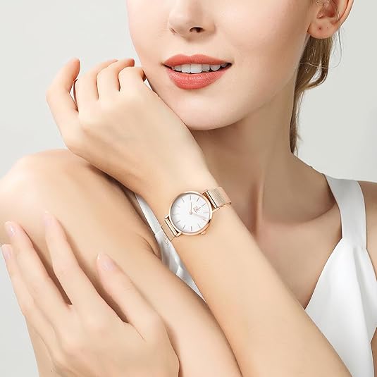 ONE:  Ultra Thin Minimalist Women Watches Simple Two Hands Ladies Dress Watch Leather Strap