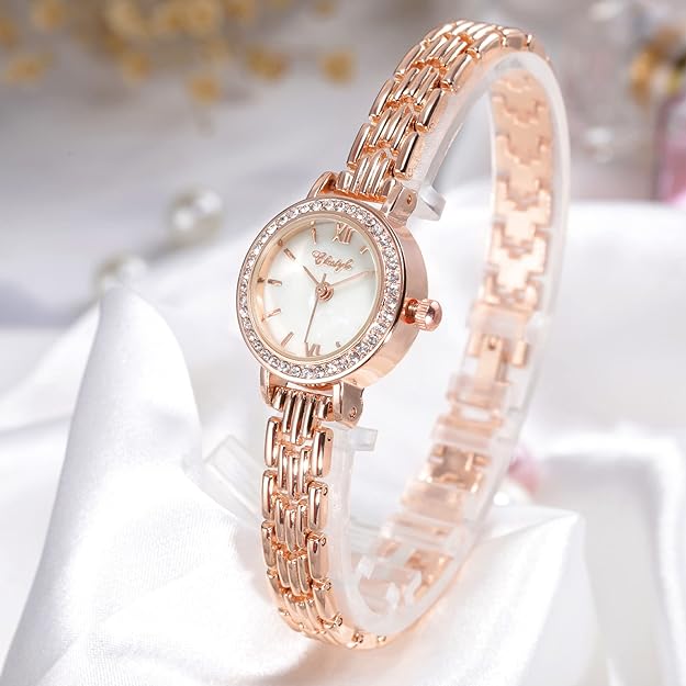 ONE:  Luxury Elegant Watch and Bracelet Set for Women:  Rhinestone with Bangles