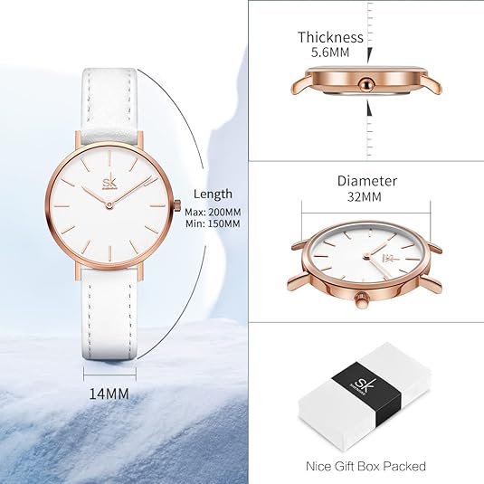 ONE:  Ultra Thin Minimalist Women Watches Simple Two Hands Ladies Dress Watch Leather Strap