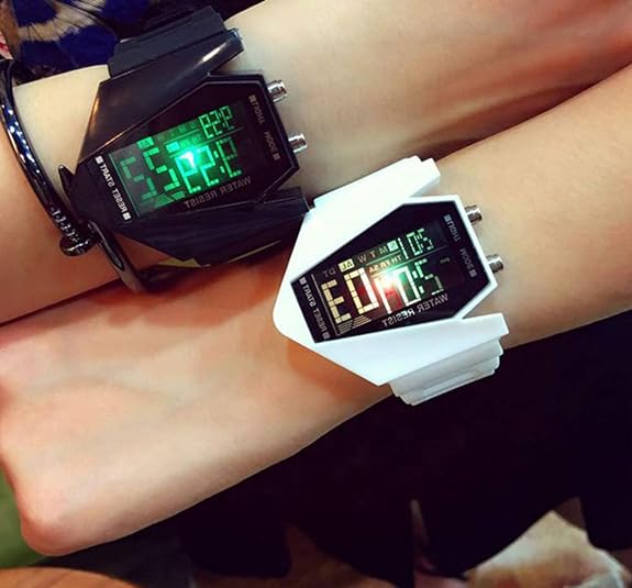 ONE: Unique Watch: Airplane Shaped LED Light Waterproof Watch Military Stealth Fighter Cool
