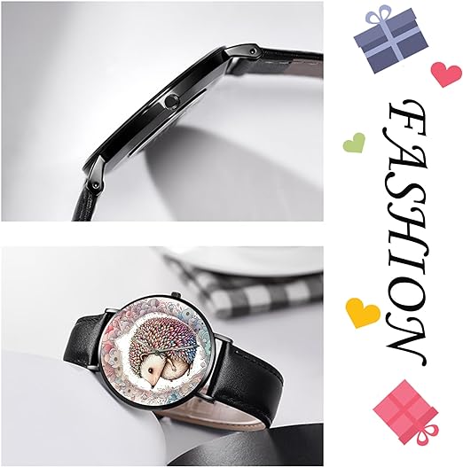 ONE:  Wrist Watches for Men and Women  Color: Hedgehog with lots of swirls ornaments