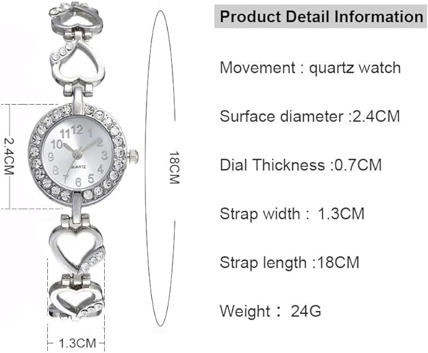 ONE:  Luxury Elegant Watch and Bracelet Set for Women:  Rhinestone with Bangles
