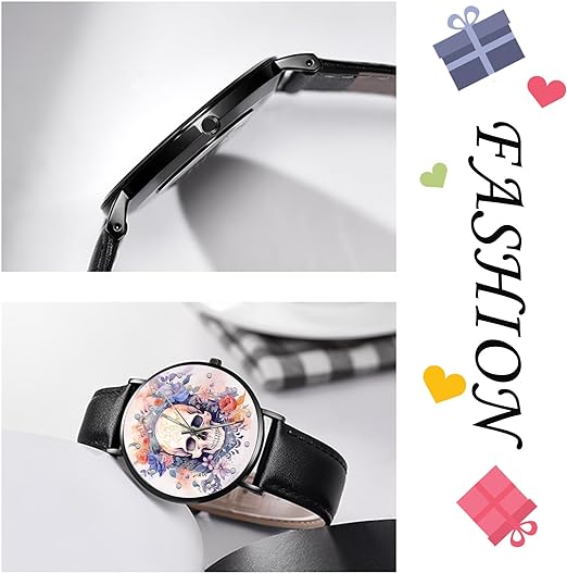 ONE:  Wrist Watches for Men and Women Color: Pink Floral Sugar Skull