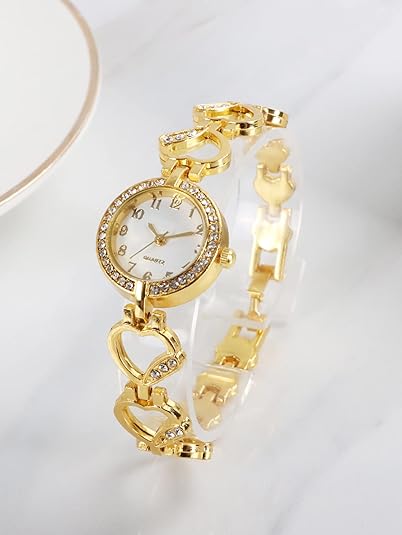 ONE:  Luxury Elegant Watch and Bracelet Set for Women:  Rhinestone with Bangles