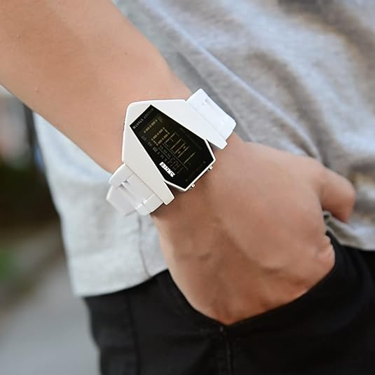 ONE: Unique Watch: Airplane Shaped LED Light Waterproof Watch Military Stealth Fighter Cool