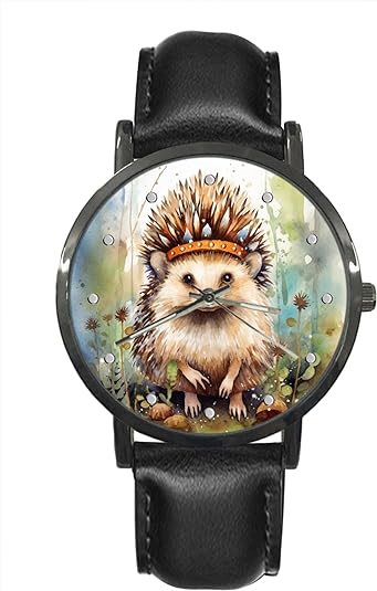 ONE: Wrist Watch for Men and Women Color: Hedgehog on forest