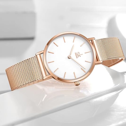 ONE:  Ultra Thin Minimalist Women Watches Simple Two Hands Ladies Dress Watch Leather Strap