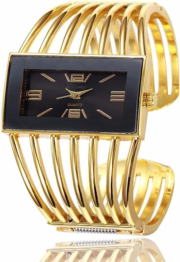 ONE:  Luxury Cuff Bracelet Watch for Women  Rectangular Dial Analog Quartz Wrist Watch