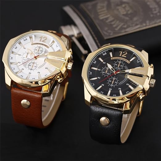 ONE:  Men's Watch Luxury Fashion Leather Strap Outdoor Casual Sport Wristwatch with Big Dial