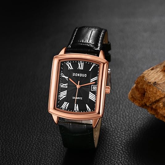 0NE: Luxury Wrist Watch Minimalist Men Square Dial Business Style Leather Strap Quartz Analog