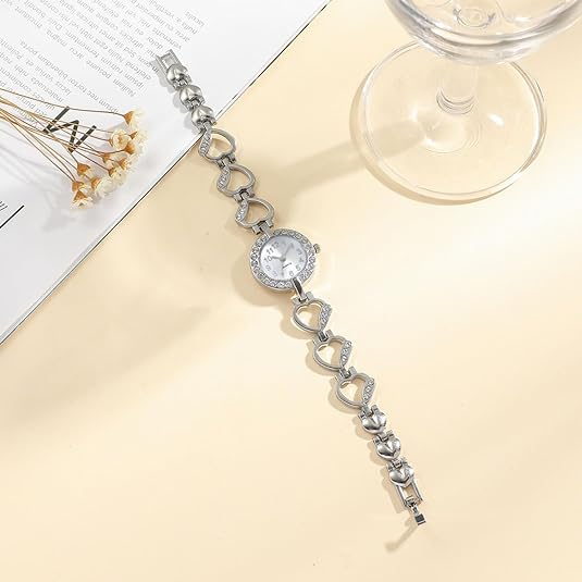 ONE:  Luxury Elegant Watch and Bracelet Set for Women:  Rhinestone with Bangles