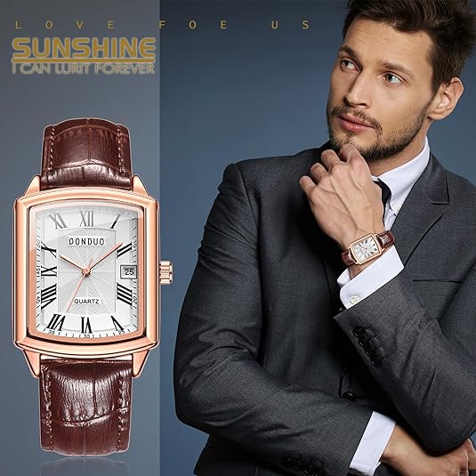 0NE: Luxury Wrist Watch Minimalist Men Square Dial Business Style Leather Strap Quartz Analog
