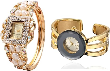 2 Luxury Elegant Watches Jewelry Set: Two Watches,