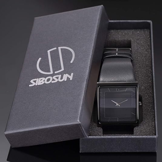 ONE: Luxury Wrist Watch Minimalist Men Square Dial Business Style Leather Strap Quartz Analog