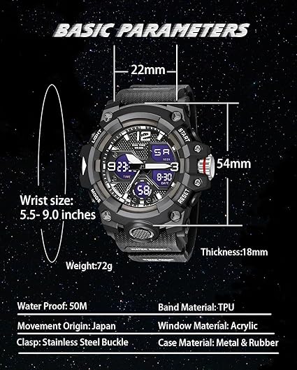 ONE: Men's Watches Multi Function Military S-Shock Sports Watch LED Digital Waterproof