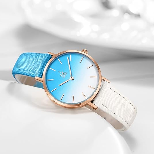 ONE:  Ultra Thin Minimalist Women Watches Simple Two Hands Ladies Dress Watch Leather Strap