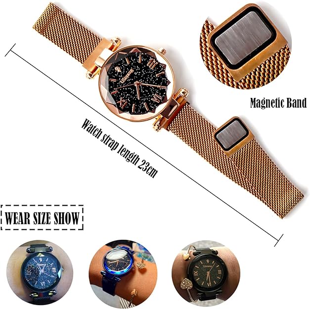 ONE:  Luxury Elegant Watch and Bracelet Set for Women:  Rhinestone with Bangles Starry Sky