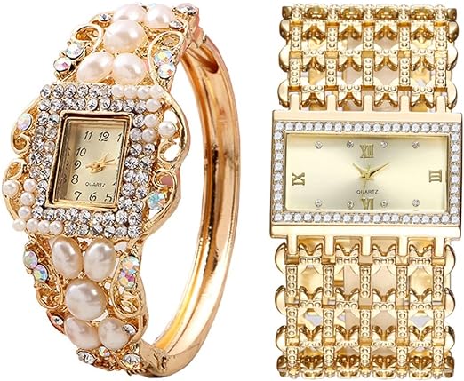2 Luxury Elegant Watches Jewelry Set: Two Watches,