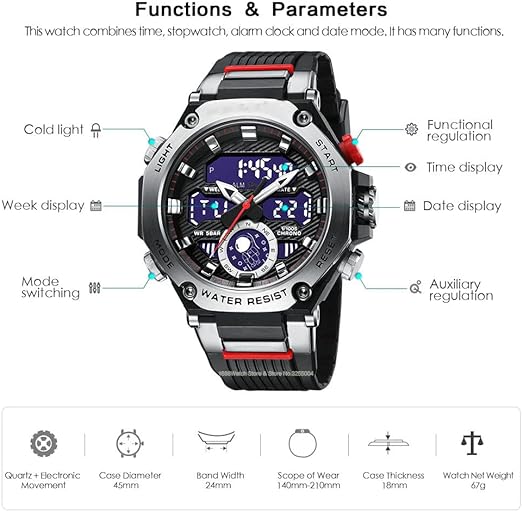 ONE: Men's Watches Multi Function Military S-Shock Sports Watch LED Digital Waterproof