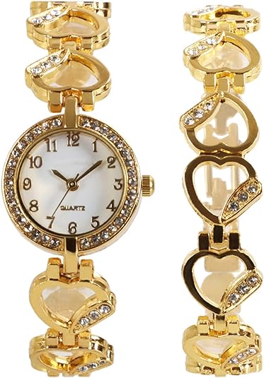 ONE:  Luxury Elegant Watch and Bracelet Set for Women:  Rhinestone with Bangles