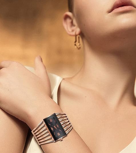 ONE:  Luxury Cuff Bracelet Watch for Women  Rectangular Dial Analog Quartz Wrist Watch