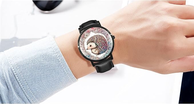 ONE:  Wrist Watches for Men and Women  Color: Hedgehog with lots of swirls ornaments