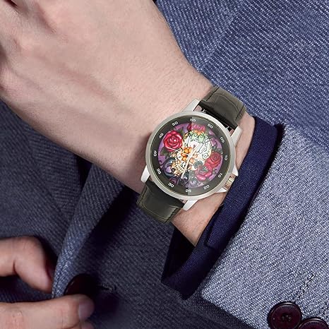 ONE: Wrist Watch for Men and Women Color: Special Design Beautiful Floral Sugar Skull Custom