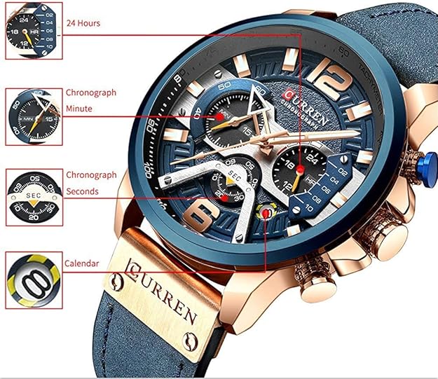 ONE:  Men's Watch Luxury Fashion Leather Strap Outdoor Casual Sport Wristwatch with Big Dial