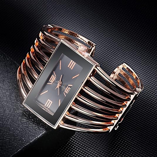 ONE:  Luxury Cuff Bracelet Watch for Women  Rectangular Dial Analog Quartz Wrist Watch