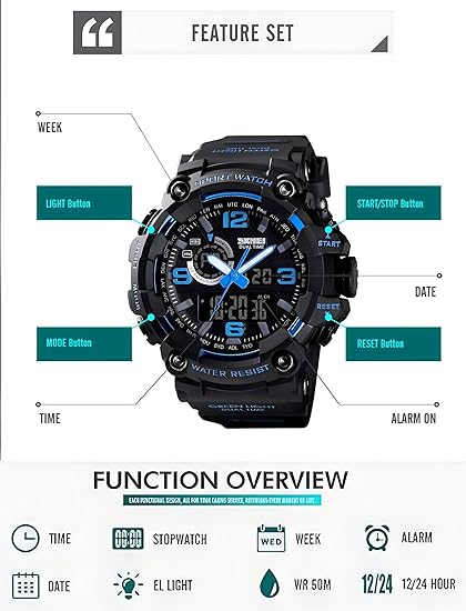 ONE: Men's Watches Multi Function Military S-Shock Sports Watch LED Digital Waterproof