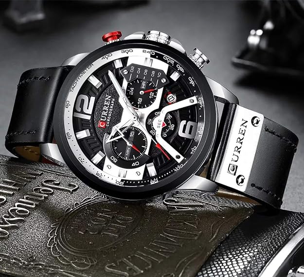 ONE:  Men's Watch Luxury Fashion Leather Strap Outdoor Casual Sport Wristwatch with Big Dial