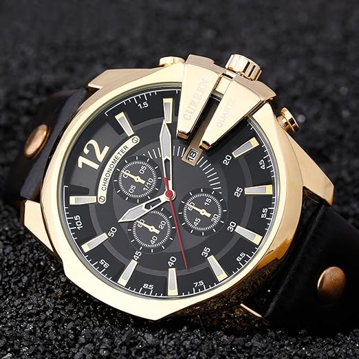 ONE:  Men's Watch Luxury Fashion Leather Strap Outdoor Casual Sport Wristwatch with Big Dial